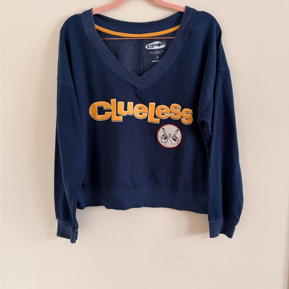Clueless Y2K Navy Blue V-Neck Sweatshirt